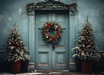 Fototapeta na wymiar christmas wreath on a door