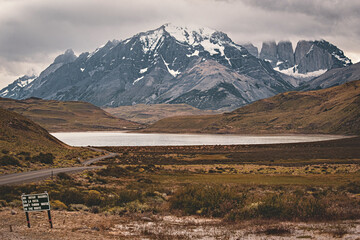 Fototapeta na wymiar Lake landscape in Torres del Paine National Park Chile