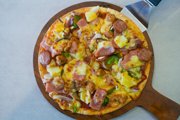 Close up of Fresh Pizza.
