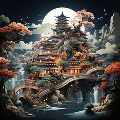 Obraz premium chinese temple in the night