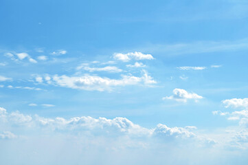 Blue sky with white cloud. The summer heaven is colorful clearing day Good weather and beautiful nature in the morning.