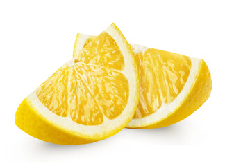 Lemon isolated. Two ripe lemon slices on a transparent background.