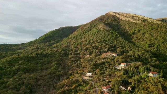 Mountains near Tivat in Montenegro from a drone