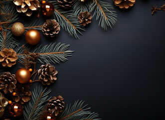 christmas background with golden balls