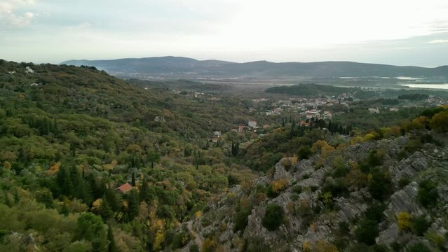 Mountains near Tivat in Montenegro from a drone