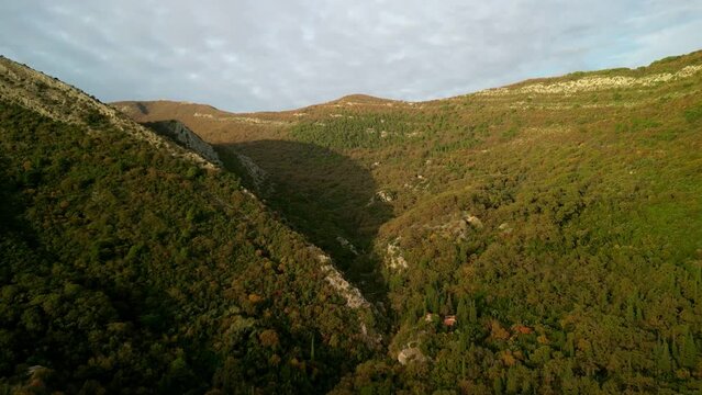 Mountains near Tivat in Montenegro from a drone