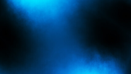 blue fog or smoke on black background.	