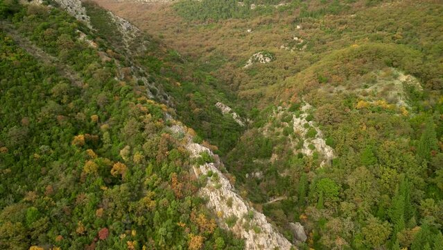 Mountains near Tivat in Montenegro from a drone