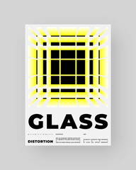 Abstract Posters Design. Vertical A4 format. Modern placard. Refraction and Distortion Glass Effect. Minimal vector illustration.