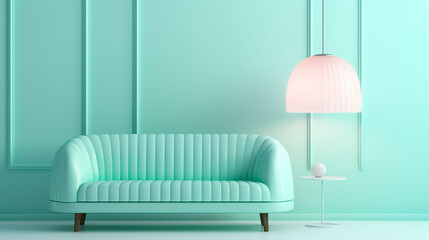sofa and lamp on the wall .