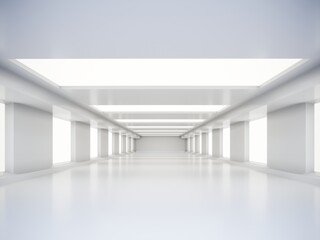 Fototapeta premium Abstract Futuristic empty floor and room Sci-Fi Corridor With light for showcase,room,interior,display products.Modern Future cement floor and wall background technology interior concept.3d render