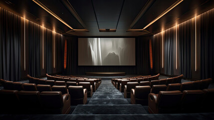 Naklejka premium Sleek Mansion Cinema Modernist Design Minimalist Seating