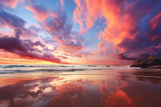 The ocean and vanilla sky in evening landscape