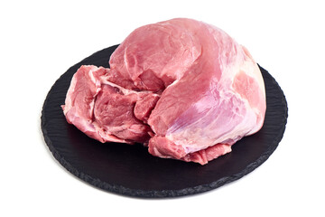 Raw pork meat isolated on white background.