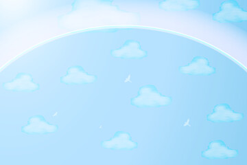 Beautiful Blue Sky with watercolor clouds and white ozone layer gradient concept. Backdrop for poster, banner, website, flyer, presentation, wallpapers, designs. Editable Vector Illustration.