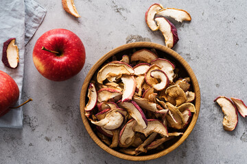 Dried apple slices, healthy vegan snack