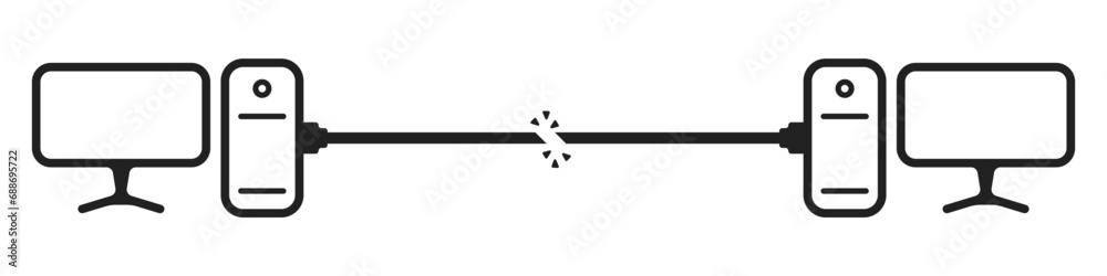 Poster no signal vector icon. broken wire between computers vector. no connection symbol. vector illustrati
