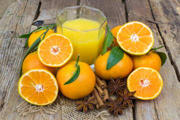 orange juice and some fresh fruits