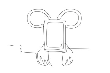 A Martisor with a ribbon-shaped string. Martisor one-line drawing