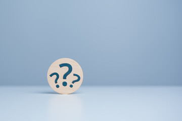 Finding or Searching for idea concept, search for information, find out. Find the answer. Wooden...