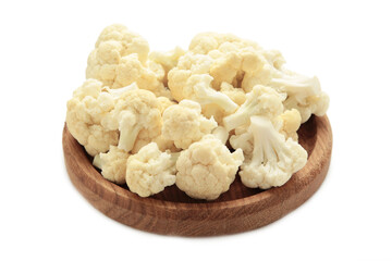 Bowl of cauliflower isolated on white background