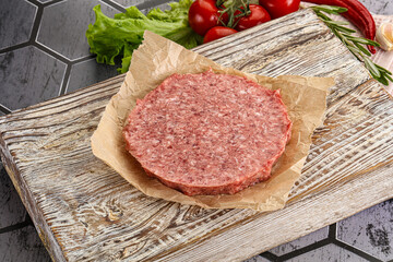 Raw beef uncooked burger cutlet