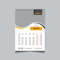 Free vector 2024 wall calendar design print template