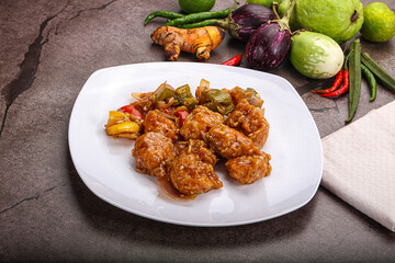 Chinese cuisine - prawn with chili sauce