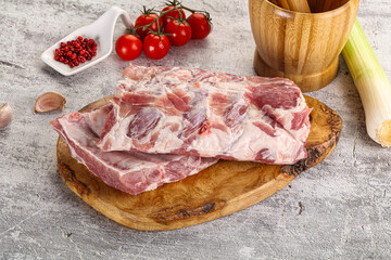Raw pork ribs for barbecue