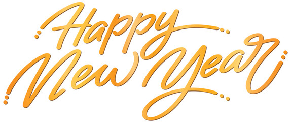 HAPPY NEW YEAR vector calligraphy text write with gold color