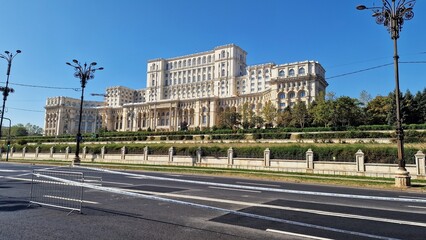 Palace of the Parliament also known as The People's House, in Bucharest, the national capital of Romania. It is the second largest administrative building in the world. - obrazy, fototapety, plakaty