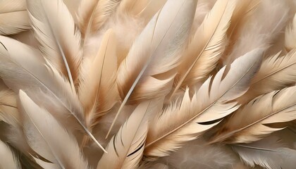 feathers background with beige colors blend and aesthetic soft style fragile and sensitive elements...