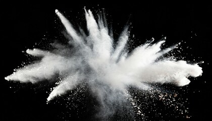 white powder explosion on black background white dust particles splash color holi festival