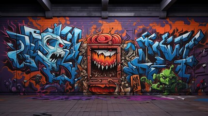wall with graffiti - obrazy, fototapety, plakaty
