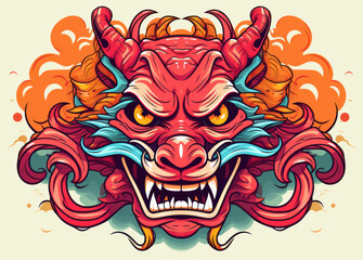 Obraz premium Evil graphic head art face symbol illustration mask design mascot demon devil tattoo