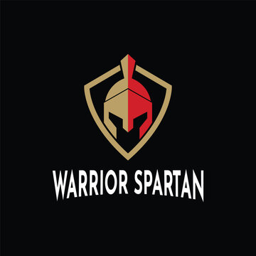 Spartan warrior logo design concept idea with shield