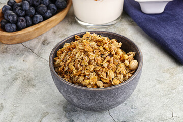Granola museli cereal for breakfast