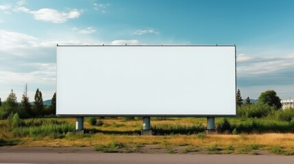Blank billboard mockup outdoors for advertising on roadside 