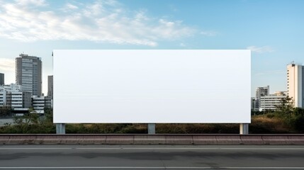 Fototapeta na wymiar Blank billboard mockup outdoors for advertising on roadside 