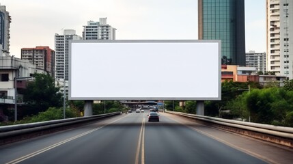 Fototapeta na wymiar Blank billboard mockup outdoors for advertising on roadside 