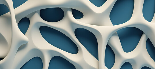 wave motif, hole pattern, blue and white 2 - obrazy, fototapety, plakaty