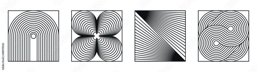 Aufkleber Vector set of design elements and illustrations in simple minimalist linear style - abstract forms and shapes, wall art prints, minimalistic geometric posters ..