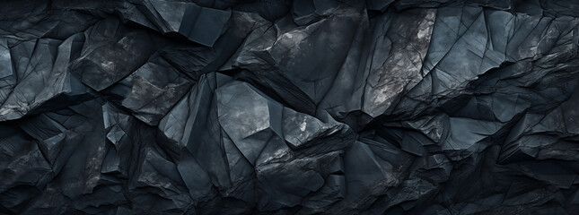 A dark blue rock face, surface background with jagged edges and crevices.  - obrazy, fototapety, plakaty