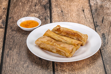 Traditional crispy fried stuffed springroll
