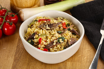 Bulgur with lamb and vegetables