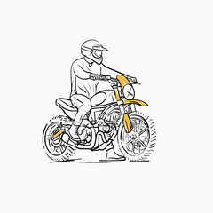 Fototapeta na wymiar hand draw artwork illustration man riding mottocross