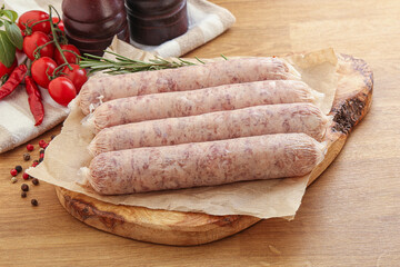 Raw pork sausages for grill