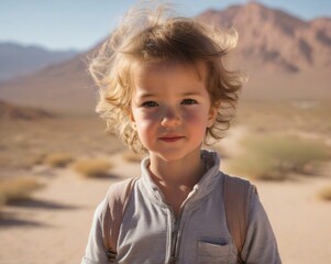 Young child exploring the desert