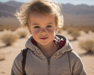 Young child exploring the desert