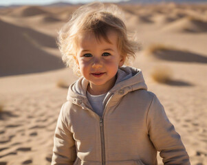 Young child exploring the desert